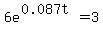 6e%5E%280.087t%29=3