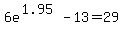 6e%5E%281.95%29+-+13+=+29