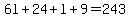 6l+%2B+24+%2B+l+%2B+9+=+243