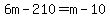 6m+-+210+=+m+-+10