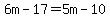 6m-17=5m-10