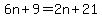 6n%2B9+=+2n%2B21