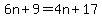 6n%2B9+=+4n%2B17