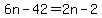 6n-42=2n-2