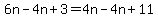 6n-4n%2B3=4n-4n%2B11