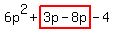 6p%5E2%2Bhighlight%283p-8p%29-4