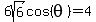 6sqrt%286%29cos%28theta%29=4