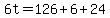 6t=126%2B6%2B24