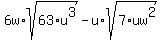 6w%2Asqrt%2863%2Au%5E3%29-u%2Asqrt%287%2Auw%5E2%29