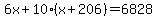 6x%2B10%2A%28x%2B206%29=6828