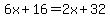 6x%2B16+=+2x%2B32
