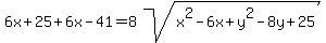 6x%2B25+%2B6x-41=8sqrt%28x%5E2-6x%2By%5E2-8y%2B25%29