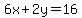 6x%2B2y=16