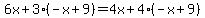 6x%2B3%28-x%2B9%29=4x%2B4%28-x%2B9%29