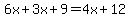 6x%2B3x%2B9=4x%2B12