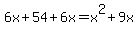 6x%2B54%2B6x=x%5E2%2B9x