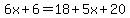 6x%2B6=18%2B5x%2B20