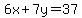 6x%2B7y=37