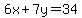 6x%2B7y+=+34