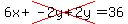 6x%2Bcross%28-2y%2B2y%29=36