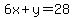 6x%2By+=+28