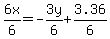 6x%2F6++=++-+3y%2F6+%2B+3.36%2F6