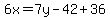 6x=7y-42%2B36