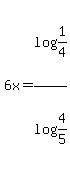 6x=log%281%2F4%29%2Flog%284%2F5%29