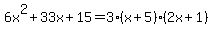 6x%5E2%2B33x%2B15=3%28x%2B5%29%282x%2B1%29