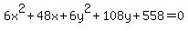 6x%5E2%2B48x%2B6y%5E2%2B108y%2B558=0
