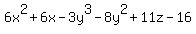 6x%5E2%2B6x-3y%5E3-8y%5E2%2B11z-16