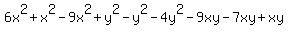 6x%5E2%2Bx%5E2-9x%5E2%2By%5E2-y%5E2-4y%5E2-9xy-7xy%2Bxy%29
