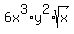 6x%5E3+%2A+y%5E2+%2A+sqrt%28x%29
