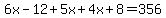 6x-12%2B5x%2B4x%2B8+=+356