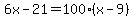 6x-21=100%28x-9%29