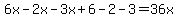 6x-2x-3x%2B6-2-3=36x
