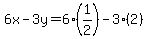 6x-3y=6%281%2F2%29-3%282%29