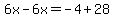 6x-6x=-4%2B28