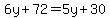 6y%2B72=5y%2B30