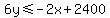 6y%3C=-2x%2B2400
