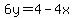 6y=4-4x