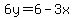 6y=6-3x