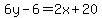6y-6=2x%2B20