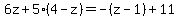 6z%2B5%284-z%29=+-%28z-1%29%2B11