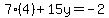7%284%29%2B15y=-2