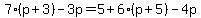 7%28p%2B3%29-3p=5%2B6%28p%2B5%29-4p