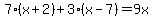 7%28x%2B2%29%2B3%28x-7%29+=+9x