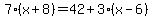 7%28x%2B8%29=42%2B3%28x-6%29