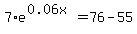7%2Ae%5E%280.06x%29+=+76+-+55