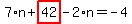 7%2An%2Bhighlight_red%28+42+%29-2%2An=-4